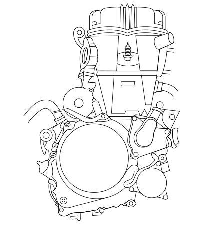 Technical Illustration of a Bike Engine
